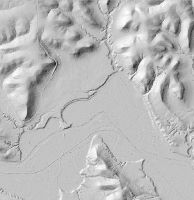 An example of a black and white hillshade created from the second generation lidar data