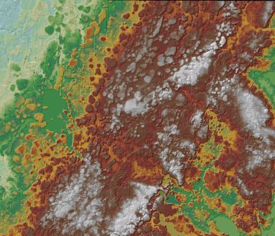 LiDAR-generated elevation map of Freeborn County end moraine - courtesy of DNR